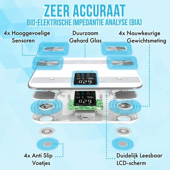 Silvergear Premium Slimme Weegschaal Met Hartslagmeter ? 17x Lichaamsanalyse Metingen - Gratis App - Wit 4 Silvergear Premium Slimme Weegschaal Met Hartslagmeter ? 17x Lichaamsanalyse Metingen - Gratis App - Wit - Afbeelding 2