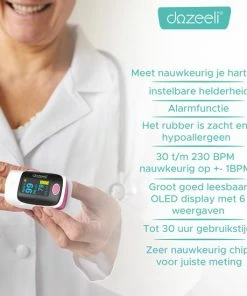 Dozeeli? Saturatiemeter Zuurstofmeter Vinger - Oximeter - FAGG Medische Kwalificatie En Inspectie + CE - NL Handleiding - Opberghoes Koord + Panasonic Batteijen - Roze -Yunmai Shop 550x550 950