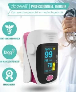 Dozeeli? Saturatiemeter Zuurstofmeter Vinger - Oximeter - FAGG Medische Kwalificatie En Inspectie + CE - NL Handleiding - Opberghoes Koord + Panasonic Batteijen - Roze -Yunmai Shop 550x550 951