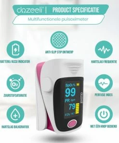 Dozeeli? Saturatiemeter Zuurstofmeter Vinger - Oximeter - FAGG Medische Kwalificatie En Inspectie + CE - NL Handleiding - Opberghoes Koord + Panasonic Batteijen - Roze -Yunmai Shop 550x550 954