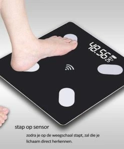Merkloos Digitale Bluetooth Personenweegschaal- Volledige Lichaamsanalyse-Vetpercentage -Visceraal Vet-Spiermassa-BMI-Lichaamsgewicht-etc-Slimme Weegschaal-Digitaal-Smart App-Kleur Zwart -Yunmai Shop 550x550 967