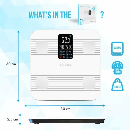 Silvergear Premium Slimme Weegschaal Met Hartslagmeter ? 17x Lichaamsanalyse Metingen - Gratis App - Wit 8 Silvergear Premium Slimme Weegschaal Met Hartslagmeter ? 17x Lichaamsanalyse Metingen - Gratis App - Wit - Afbeelding 6