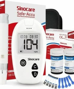 Sinocare Professionele Glucosemeter | Bloedsuiker Meter | Glucosemeter Startpakket | Diabetes Meter | Glucose Monitor | MMOL/L | Inclusief 50 Test Strips En 50 Naalden