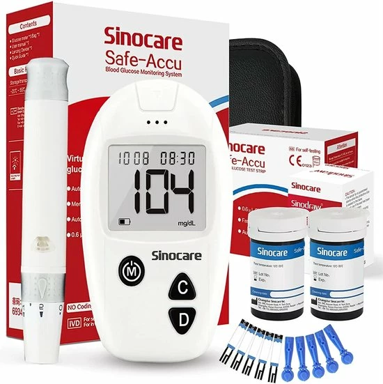 Sinocare Professionele Glucosemeter | Bloedsuiker Meter | Glucosemeter Startpakket | Diabetes Meter | Glucose Monitor | MMOL/L | Inclusief 50 Test Strips En 50 Naalden 3 Sinocare Professionele Glucosemeter | Bloedsuiker Meter | Glucosemeter Startpakket | Diabetes Meter | Glucose Monitor | MMOL/L | Inclusief 50 Test Strips En 50 Naalden