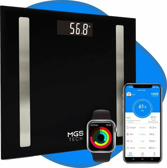 MGS Tech Slimme Personenweegschaal Met Volledig Lichaamsanalyse En Vetpercentage - Digitale Bluetooth Weegschaal Met App - Beste Koop 3 MGS Tech Slimme Personenweegschaal Met Volledig Lichaamsanalyse En Vetpercentage - Digitale Bluetooth Weegschaal Met App - Beste Koop