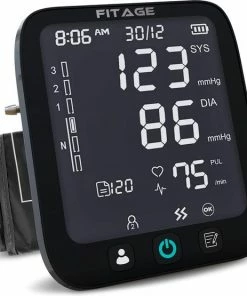 FITAGE® Bovenarm Bloeddrukmeter - Bloeddrukmeters - Hartslagmeter - Blood Pressure Monitor - Opbergtas - Omtrek Manchet 22-42cm