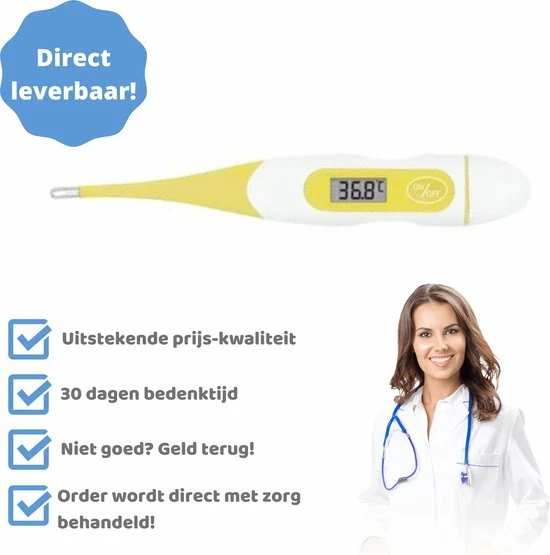 Sunlife Digitale Thermometer Flexibele Soft Tip - Lichaam - Koortsthermometer Baby - Staafthermometer Volwassenen - Rectaal - Lichaamsthermometer - Oorthermometer 10 Sunlife Digitale Thermometer Flexibele Soft Tip - Lichaam - Koortsthermometer Baby - Staafthermometer Volwassenen - Rectaal - Lichaamsthermometer - Oorthermometer - Afbeelding 8