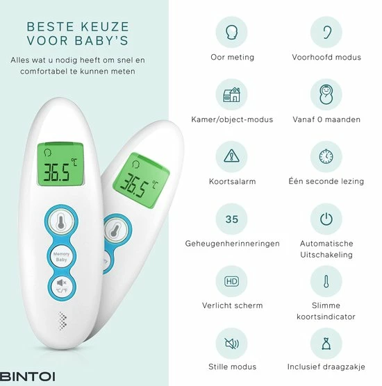 Bintoi® X100 - Digitale Oorthermometer - Infrarood Thermometer Voorhoofd - Temperatuurmeter - Koortsthermometer Voor Volwassenen En Baby's - Digitale Thermometer Lichaam - Instant Meting In 1 Seconde - Incl. Batterijen 7 Bintoi® X100 - Digitale Oorthermometer - Infrarood Thermometer Voorhoofd - Temperatuurmeter - Koortsthermometer Voor Volwassenen En Baby's - Digitale Thermometer Lichaam - Instant Meting In 1 Seconde - Incl. Batterijen - Afbeelding 5
