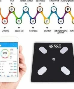 Merkloos Digitale Bluetooth Personenweegschaal- Volledige Lichaamsanalyse-Vetpercentage -Visceraal Vet-Spiermassa-BMI-Lichaamsgewicht-etc-Slimme Weegschaal-Digitaal-Smart App-Kleur Zwart -Yunmai Shop 550x559 7