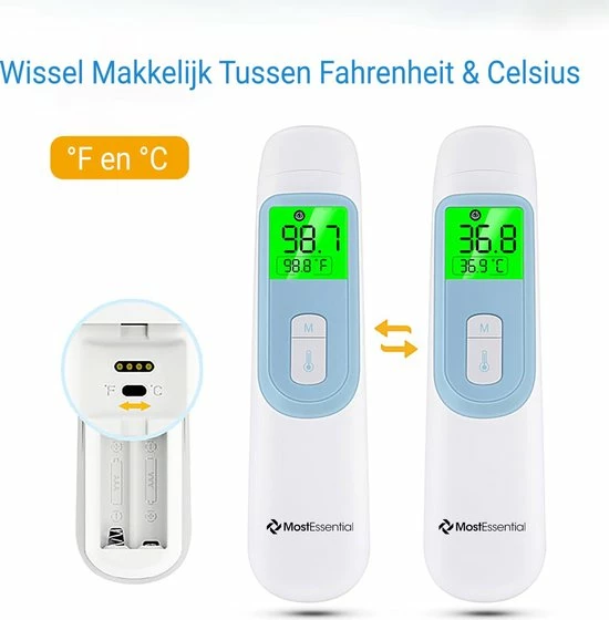 MostEssential Premium Koortsthermometer - Infrarood Thermometer - Thermometer Voorhoofd - Oorthermometer - Contactloos - Koortsthermometer Voor Volwassenen, Kinderen En Baby's - 20D 7 MostEssential Premium Koortsthermometer - Infrarood Thermometer - Thermometer Voorhoofd - Oorthermometer - Contactloos - Koortsthermometer Voor Volwassenen, Kinderen En Baby's - 20D - Afbeelding 5