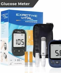 Exactive Vital Glucosemeter Startpakket – Bloedsuikermeter – Diabetes Meter – Glucose Monitor – Glucosemeter - Donkerblauw