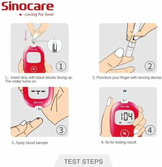 Sinocare - 5 Seconden Result Bloedglucosemeter, Safe AQ Smart Bloedglucosetestkit Met Bloedglucoseteststrips X 50 + Bloedsuikertestlancet X 50 + 2 AAA Batterijen + Diabetische Prikpen Zonder Code - Mg/dL 7 Sinocare - 5 Seconden Result Bloedglucosemeter, Safe AQ Smart Bloedglucosetestkit Met Bloedglucoseteststrips X 50 + Bloedsuikertestlancet X 50 + 2 AAA Batterijen + Diabetische Prikpen Zonder Code - Mg/dL - Afbeelding 5