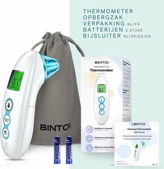 Bintoi® X100 - Digitale Oorthermometer - Infrarood Thermometer Voorhoofd - Temperatuurmeter - Koortsthermometer Voor Volwassenen En Baby's - Digitale Thermometer Lichaam - Instant Meting In 1 Seconde - Incl. Batterijen 9 Bintoi® X100 - Digitale Oorthermometer - Infrarood Thermometer Voorhoofd - Temperatuurmeter - Koortsthermometer Voor Volwassenen En Baby's - Digitale Thermometer Lichaam - Instant Meting In 1 Seconde - Incl. Batterijen - Afbeelding 7