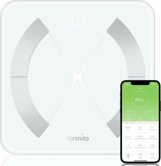 Formilo - Personenweegschaal Met Lichaamsanalyse - Met App - Digitaal - Wit 3 Formilo - Personenweegschaal Met Lichaamsanalyse - Met App - Digitaal - Wit