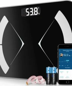Alizendeh Bluetooth Personenweegschaal - Met Zeer Volledige Lichaamsanalyse Met Vetpercentage ? Inclusief Analyse App ? Zwart