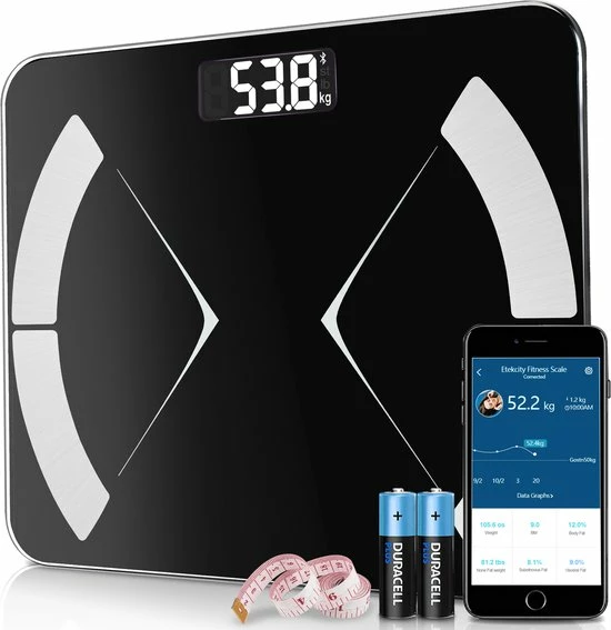 Alizendeh Bluetooth Personenweegschaal - Met Zeer Volledige Lichaamsanalyse Met Vetpercentage ? Inclusief Analyse App ? Zwart 3 Alizendeh Bluetooth Personenweegschaal - Met Zeer Volledige Lichaamsanalyse Met Vetpercentage ? Inclusief Analyse App ? Zwart