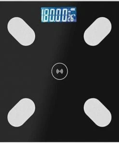 Merkloos Digitale Bluetooth Personenweegschaal- Volledige Lichaamsanalyse-Vetpercentage -Visceraal Vet-Spiermassa-BMI-Lichaamsgewicht-etc-Slimme Weegschaal-Digitaal-Smart App-Kleur Zwart