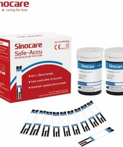 Sinocare Bloedglucosemeter/bloedglucose Diabetescontrolekit Met Codevrij Strips X 50 En Pijnloze Lancetten X 50 - In Mg/dL (Safe Accu) (50 Strips)