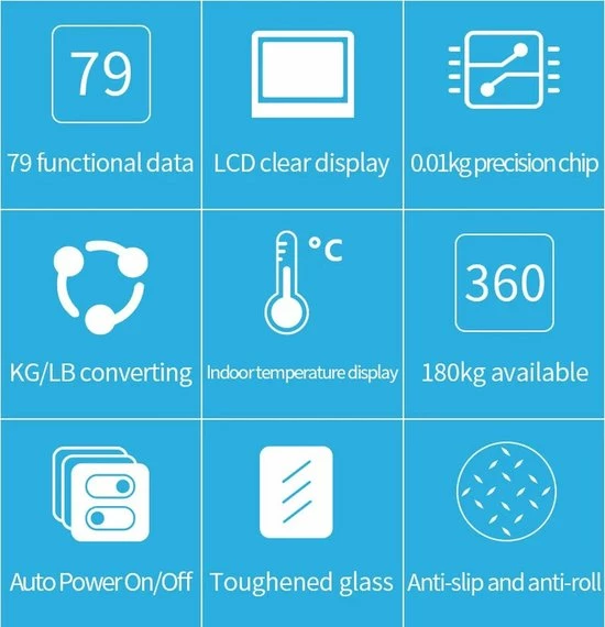 Merkloos Digitale Smart Weegschaal - Personenweegschaal - Met Lichaamsanalyse - USB Oplaadbaar - Met App - Zwart 5 Merkloos Digitale Smart Weegschaal - Personenweegschaal - Met Lichaamsanalyse - USB Oplaadbaar - Met App - Zwart - Afbeelding 3