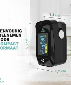 BURCH Med ? Saturatiemeter Zuurstofmeter Vinger - Oximeter - CE + FAGG Medische Kwalificatie En Inspectie - NL Handleiding - Koord + Batt. -Yunmai Shop 550x574
