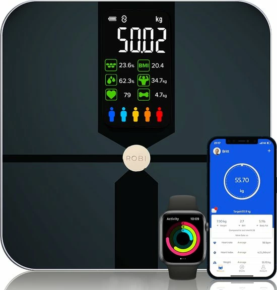 Robi Products Robi S9 Personenweegschaal Met Lichaamsanalyse - Zwart 3 Robi Products Robi S9 Personenweegschaal Met Lichaamsanalyse - Zwart