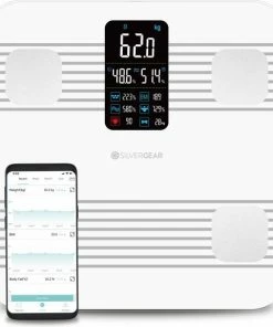 Silvergear Premium Slimme Weegschaal Met Hartslagmeter ? 17x Lichaamsanalyse Metingen - Gratis App - Wit