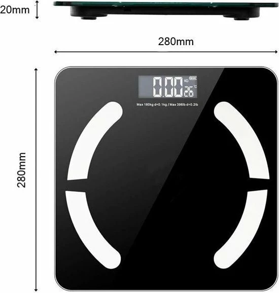Merkloos Personenweegschaal - Weegschaal Met Lichaamsanalyse - 12 Metingen - Incl. Handige App 4 Merkloos Personenweegschaal - Weegschaal Met Lichaamsanalyse - 12 Metingen - Incl. Handige App - Afbeelding 2