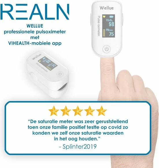 RealN WELLUE Professionele Saturatiemeter Met VIHEALTH-App - Oximeter - Hartslagmeter - Zuurstofmeter Vinger - Pulse Oximeter - Led Scherm - Wit 11 RealN WELLUE Professionele Saturatiemeter Met VIHEALTH-App - Oximeter - Hartslagmeter - Zuurstofmeter Vinger - Pulse Oximeter - Led Scherm - Wit - Afbeelding 9