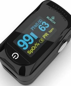 BURCH Med ? Saturatiemeter Zuurstofmeter Vinger - Oximeter - CE + FAGG Medische Kwalificatie En Inspectie - NL Handleiding - Koord + Batt.