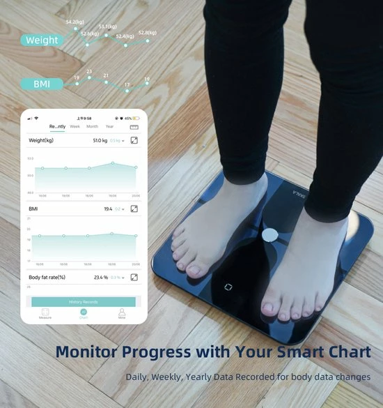 Skala Weegschaal Met Lichaamsanalyse - Digitale Personenweegschaal - Zwart 8 Skala Weegschaal Met Lichaamsanalyse - Digitale Personenweegschaal - Zwart - Afbeelding 6