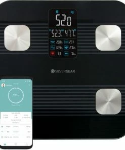Silvergear Premium Slimme Weegschaal Met Hartslagmeter ? 17x Lichaamsanalyse Metingen - Gratis App - Zwart