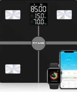FITAGE® LCD Personenweegschaal - Weegschaal Met 17x Lichaamsanalyse - Vetpercentagemeter - FITAGE App