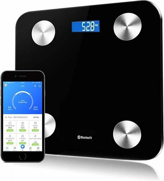 Merkloos Weegschaal Lichaamsanalyse Met 12 Lichaamsmetingen - Personenweegschaal - Digitale Weegschaal Met App Voor Android En IOS - Vetpercentage Meten - BMI Meten - Zwart 3 Merkloos Weegschaal Lichaamsanalyse Met 12 Lichaamsmetingen - Personenweegschaal - Digitale Weegschaal Met App Voor Android En IOS - Vetpercentage Meten - BMI Meten - Zwart