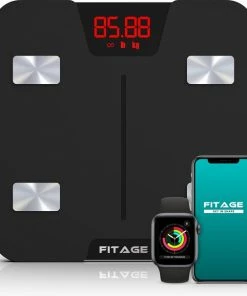 FITAGE® Personenweegschaal - Weegschaal Met 17x Lichaamsanalyse - Vetpercentagemeter - FITAGE App