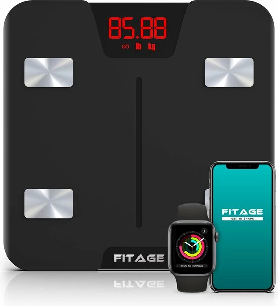 FITAGE® Personenweegschaal - Weegschaal Met 17x Lichaamsanalyse - Vetpercentagemeter - FITAGE App 3 FITAGE® Personenweegschaal - Weegschaal Met 17x Lichaamsanalyse - Vetpercentagemeter - FITAGE App