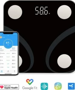 Vivid Green Weegschaal Met Lichaamsanalyse - Personenweegschaal - Digitaal - Beste Koop - Zwart