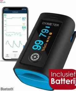 Meditrack Professionele Saturatiemeter Met APP En Hartslagmeter - Incl. Batterijen - Best Getest - Pulse Oximeter ? Zuurstofmeter Vinger