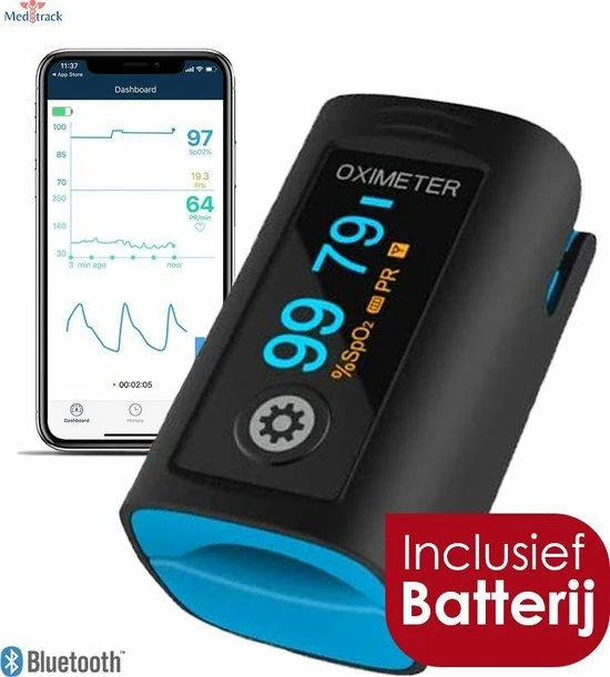 Meditrack Professionele Saturatiemeter Met APP En Hartslagmeter - Incl. Batterijen - Best Getest - Pulse Oximeter ? Zuurstofmeter Vinger 3 Meditrack Professionele Saturatiemeter Met APP En Hartslagmeter - Incl. Batterijen - Best Getest - Pulse Oximeter ? Zuurstofmeter Vinger