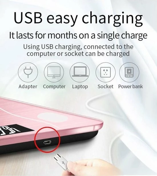 Merkloos Digitale Smart Weegschaal - Personenweegschaal - Met Lichaamsanalyse - USB Oplaadbaar - Met App - Zwart 12 Merkloos Digitale Smart Weegschaal - Personenweegschaal - Met Lichaamsanalyse - USB Oplaadbaar - Met App - Zwart - Afbeelding 10