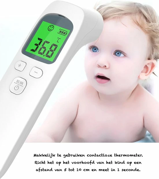 Djambo Thermometer Voorhoofd Infrarood Met Digitaal Kleuren Display - Snelle Meting In 1 Seconde - Thermometer Lichaam En Objecten - Koorts Thermometer Voor Baby, Kinderen En Volwassen - Gratis Batterijen 5 Djambo Thermometer Voorhoofd Infrarood Met Digitaal Kleuren Display - Snelle Meting In 1 Seconde - Thermometer Lichaam En Objecten - Koorts Thermometer Voor Baby, Kinderen En Volwassen - Gratis Batterijen - Afbeelding 3