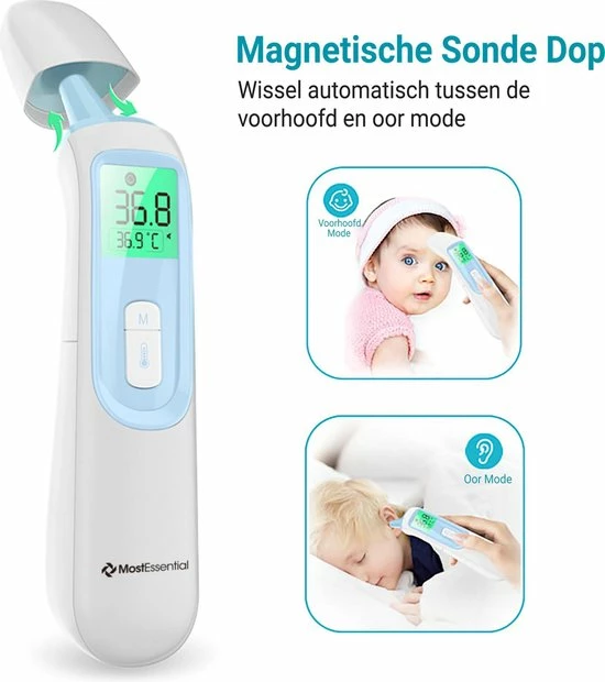 MostEssential Premium Koortsthermometer - Infrarood Thermometer - Thermometer Voorhoofd - Oorthermometer - Contactloos - Koortsthermometer Voor Volwassenen, Kinderen En Baby's - 20D 12 MostEssential Premium Koortsthermometer - Infrarood Thermometer - Thermometer Voorhoofd - Oorthermometer - Contactloos - Koortsthermometer Voor Volwassenen, Kinderen En Baby's - 20D - Afbeelding 10