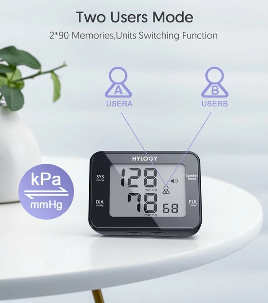 HYLOGY Pols Bloeddrukmeter Hartstichting - Digitaal LCD-scherm - Wrist Blood Pressure Monitor Easy - Manchet 13.5-21 Cm - Spraakuitzending - Zwart 8 HYLOGY Pols Bloeddrukmeter Hartstichting - Digitaal LCD-scherm - Wrist Blood Pressure Monitor Easy - Manchet 13.5-21 Cm - Spraakuitzending - Zwart - Afbeelding 6