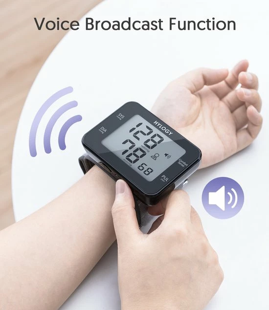 HYLOGY Pols Bloeddrukmeter Hartstichting - Digitaal LCD-scherm - Wrist Blood Pressure Monitor Easy - Manchet 13.5-21 Cm - Spraakuitzending - Zwart 5 HYLOGY Pols Bloeddrukmeter Hartstichting - Digitaal LCD-scherm - Wrist Blood Pressure Monitor Easy - Manchet 13.5-21 Cm - Spraakuitzending - Zwart - Afbeelding 3