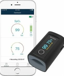Best Getest UltraMed Oxysmart Vinger Saturatiemeter - Smart Zuurstofmeter - Pulse Oximeter Met Hartslagmeter - Medisch Apparaat - Bluetooth (Zwart) -Yunmai Shop 550x635