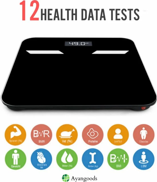 Ayangoods Slimme Weegschaal ? Personenweegschaal Beste Koop ? 12x Lichaamsanalyse O.a. Vetpercentage, BMI - Met App ? Digitale Weegschaal Personen ? Weegschaal Analoog ? Sport Weegschaal ? Fitness Weegschaal 7 Ayangoods Slimme Weegschaal ? Personenweegschaal Beste Koop ? 12x Lichaamsanalyse O.a. Vetpercentage, BMI - Met App ? Digitale Weegschaal Personen ? Weegschaal Analoog ? Sport Weegschaal ? Fitness Weegschaal - Afbeelding 5