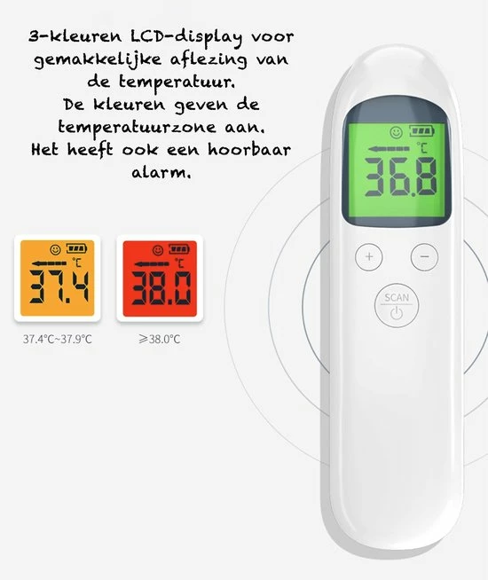Djambo Thermometer Voorhoofd Infrarood Met Digitaal Kleuren Display - Snelle Meting In 1 Seconde - Thermometer Lichaam En Objecten - Koorts Thermometer Voor Baby, Kinderen En Volwassen - Gratis Batterijen 9 Djambo Thermometer Voorhoofd Infrarood Met Digitaal Kleuren Display - Snelle Meting In 1 Seconde - Thermometer Lichaam En Objecten - Koorts Thermometer Voor Baby, Kinderen En Volwassen - Gratis Batterijen - Afbeelding 7