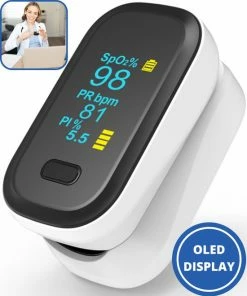 Curify? Medische Saturatiemeter - Zuurstofmeter Vinger Inclusief Hartslagmeter - Pulse Oximeter Met PI Functie