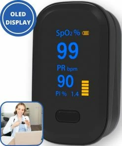 Yunmai Shop 28 Curify? Medische Saturatiemeter - Zuurstofmeter Vinger Inclusief Hartslagmeter - Pulse Oximeter Met PI Functie