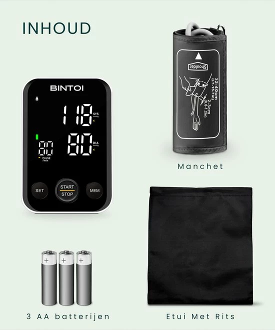 Bintoi? BX300 - Bloeddrukmeter Bovenarm - Hartslagmeter - Incl. Opbergtas En Batterijen - 2 Gebruikers 6 Bintoi? BX300 - Bloeddrukmeter Bovenarm - Hartslagmeter - Incl. Opbergtas En Batterijen - 2 Gebruikers - Afbeelding 4