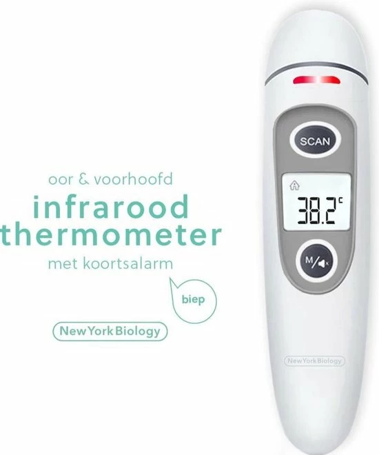 New York Biology - Infrarood Oor En Voorhoofdthermometer Lichaam Voor Baby- Kinderen & Volwassenen-digitale Koortsthermometer-incl. Batterijen +NL Handleiding 4 New York Biology - Infrarood Oor En Voorhoofdthermometer Lichaam Voor Baby- Kinderen & Volwassenen-digitale Koortsthermometer-incl. Batterijen +NL Handleiding - Afbeelding 2